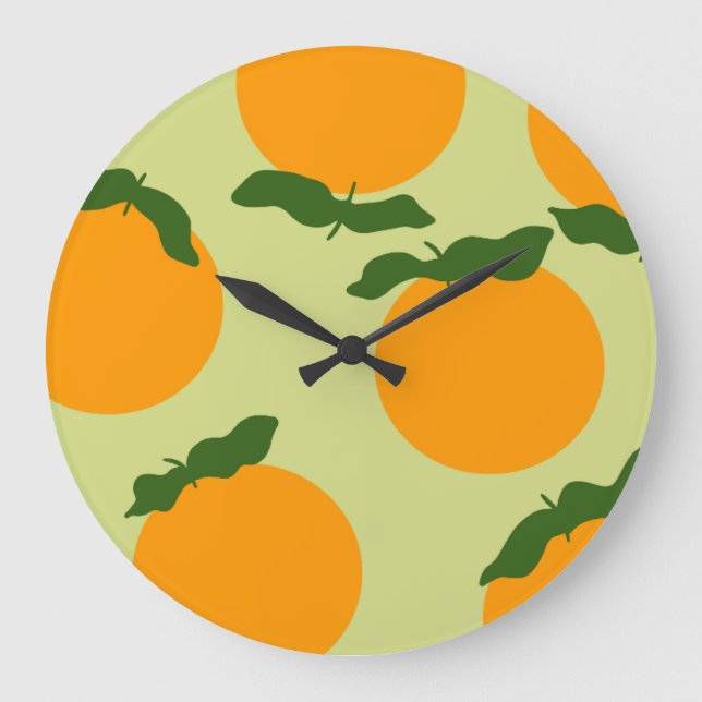 Oranges Musterdesign Große Wanduhr (Vorderseite)