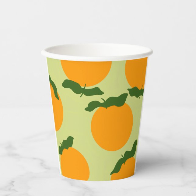 Oranges Musterdesign Pappbecher (Vorderseite)