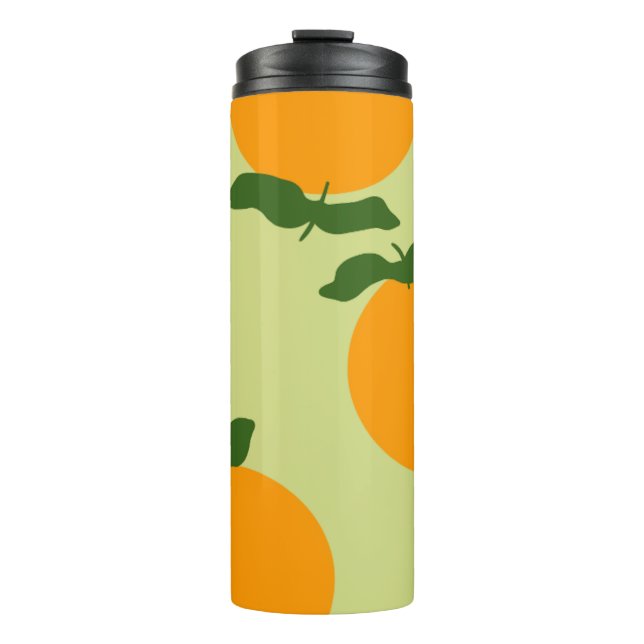 Oranges Musterdesign Thermosbecher (Vorderseite)