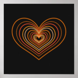 Oranges Neon-Herz-Wandkunstposter Poster
