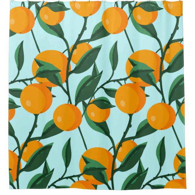 oranges on leaf branches seamless pattern, citrus  duschvorhang (Vorderseite)