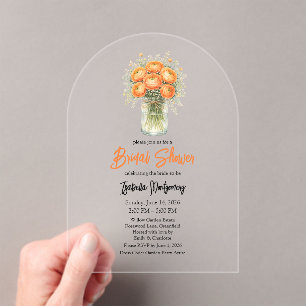 Oranges Paletten-Ranunculus-Mason-Glas-Braut-Showe Acryleinladungen