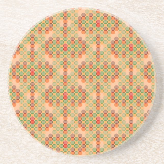 Oranges Retro-Muster Sandstein Untersetzer (Vorne)