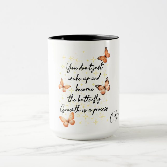 Oranges Schmetterlingsdesign  Tasse (Zentrum)