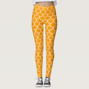 Oranges Schuppen der Meerjungfrau Leggings
