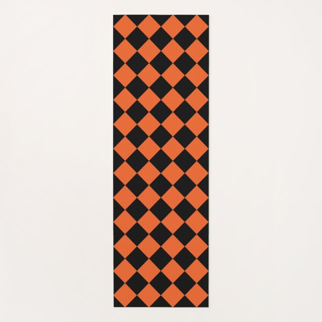 Oranges Schwarz Harlekin Diamant Schachbrett Muste Yogamatte (Vorderseite)