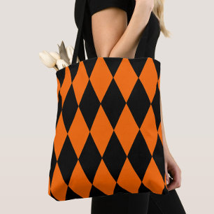 Oranges Schwarz Harlekin Diamanten Dame-Design