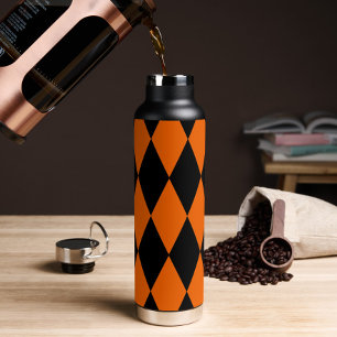 Oranges Schwarz Harlekin Diamanten Dame Design Trinkflasche
