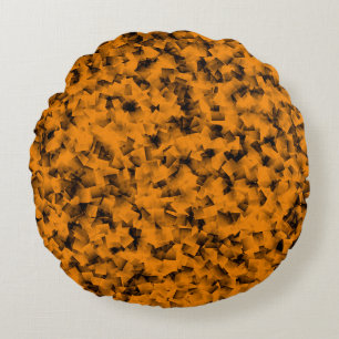 Oranges Schwarz Kubismus abstraktes Muster Rundes Kissen