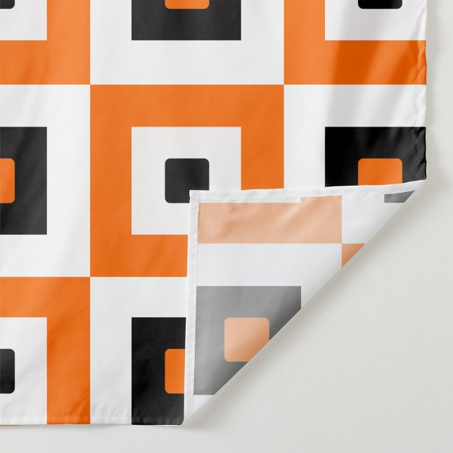 Oranges Schwarz Weiß karierte Quadrate Muster Stoff (Von Creator hochgeladen)