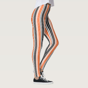 Oranges Schwarz Weiß Streifen Muster Design  Leggings