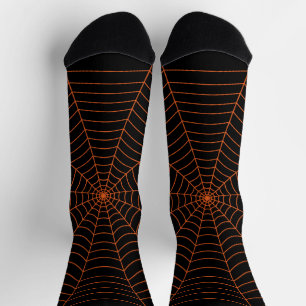 Oranges schwarzes Spinnennetz Halloween-Muster  Socken