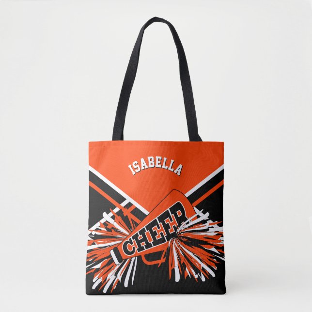 Oranges, schwarzes und weißes Cheerleader-Design (Vorderseite)