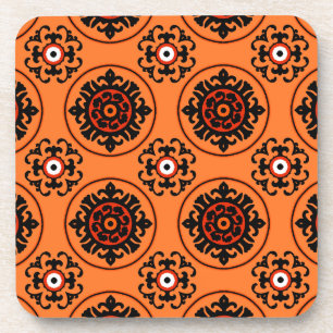 Oranges Suzani-Muster Untersetzer