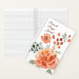 Oranges Tagebuch für Lob und Gebet mit Blumendesig