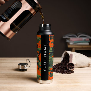 Oranges Tarnmuster, Ihr Name, Personalisieren Trinkflasche