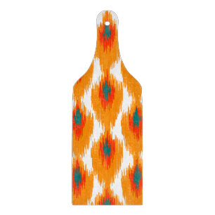 Oranges Teal abstraktes Stammes-Ikat-Rautenmuster Schneidebrett