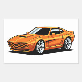 Oranges Toon-Fahrzeug Rechteckiger Aufkleber