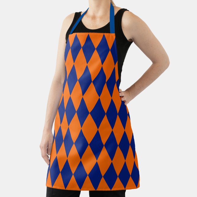 Oranges und blaues Harlekin-Karo-Design  Schürze (Von Creator hochgeladen)