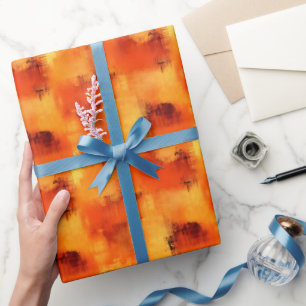 Oranges und gelbes abstraktes Gemälde  Geschenkpapier