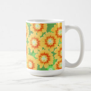 Oranges und gelbes Blumenmuster Tasse