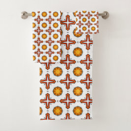 Oranges und gelbes Mandala-Muster  Badhandtuch Set