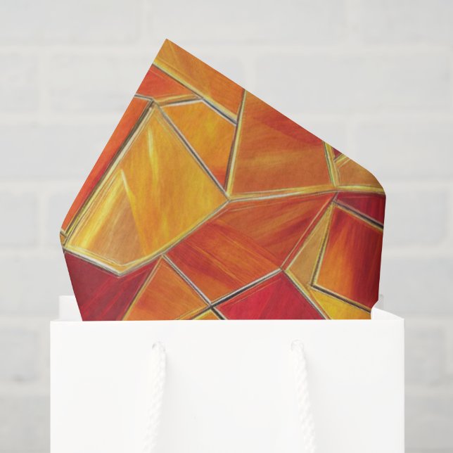 Oranges und goldenes Glasmosaik-Muster Seidenpapier (Geschenktüte)