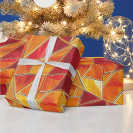 Oranges und goldenes Glasmosaikmuster Geschenkpapier