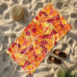 Oranges und goldenes Glasmosaikmuster Strandtuch