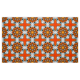 Oranges und graues geometrisches Sternenmuster Stoff