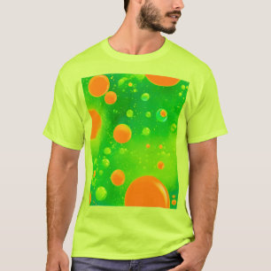 Oranges und grünes Blasen-Abstraktkunst T-Shirt