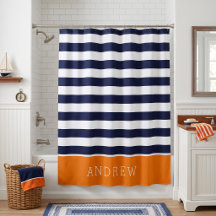 Oranges und marineblaue Streifen Monogramm