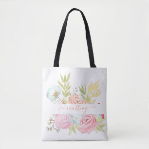 Oranges und rosa Aquarell florale personalisiert
