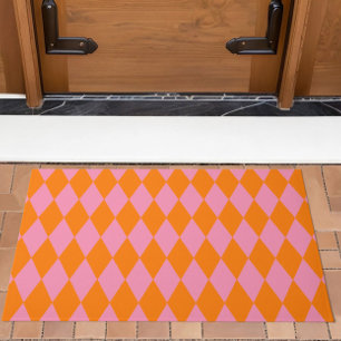 Oranges und rosa Harlekin-Karuomuster-Design Fußmatte