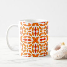 Oranges und rotes geometrisches Blumen-Kaffeetasse