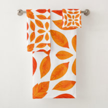 Oranges und rotes geometrisches Blumen-Küchenhandt