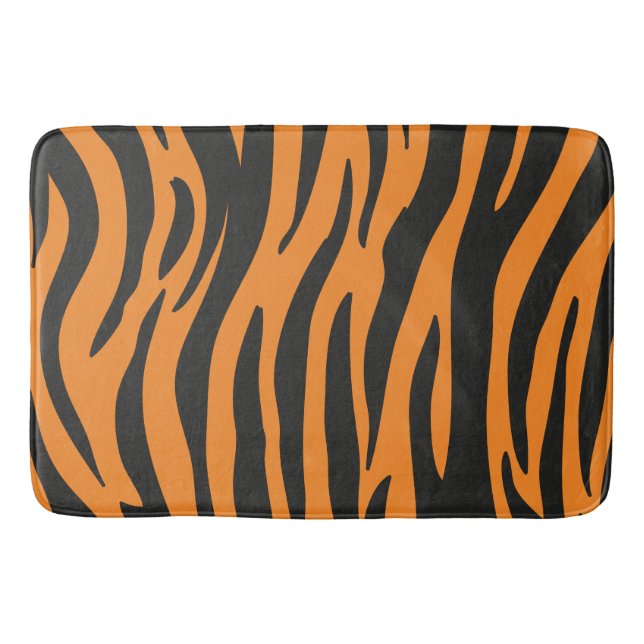 Oranges und schwarzes Zebrastreifenmuster Badematte (Vorderseite)