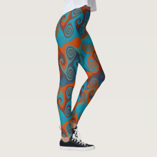 Oranges und Türkises Wirbel-Abstrakt Leggings
