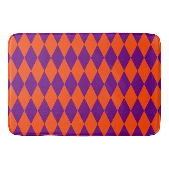 Oranges und violettes Harlekin-Karo-Design  Badematte (Vorderseite)