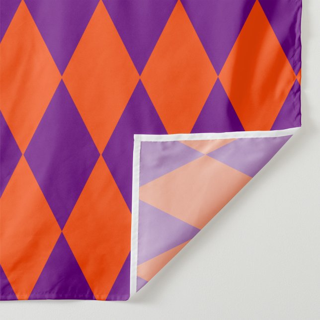 Oranges und violettes Harlekin-Karo-Design  Stoff (Von Creator hochgeladen)