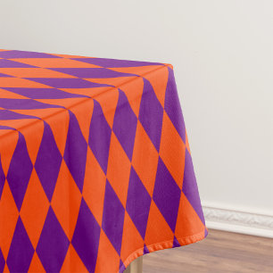 Oranges und violettes Harlekin-Karomuster Tischdecke