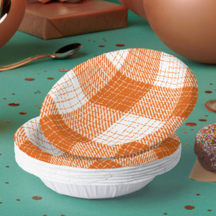 Oranges und weißes, fett kariertes Karomuster Desi Pappteller