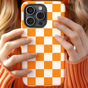 Oranges und weißes Schachbrettmuster Case-Mate iPhone Hülle