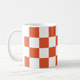 Oranges und weißes Schachbrettmuster Kaffeetasse