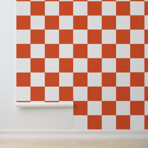 Oranges und weißes Schachbrettmuster Tapete