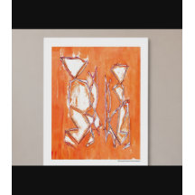 Oranges Vibrantes Pop-Paar Kunst Abstraktes Gemäld