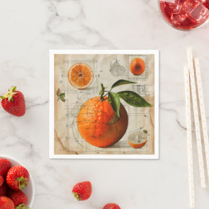 Oranges Vintage-Diagramm Serviette