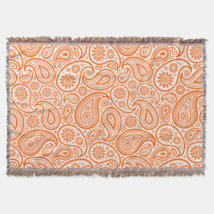 Oranges Vintage-Paisley-Muster auf weißem Hintergr Decke