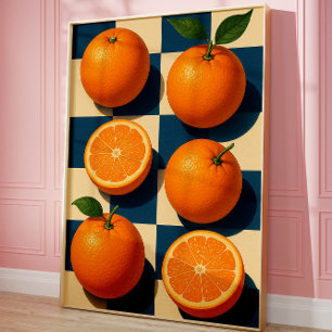 Oranges Wandkunst, Retro-Orangen-Frucht-Kunst Poster
