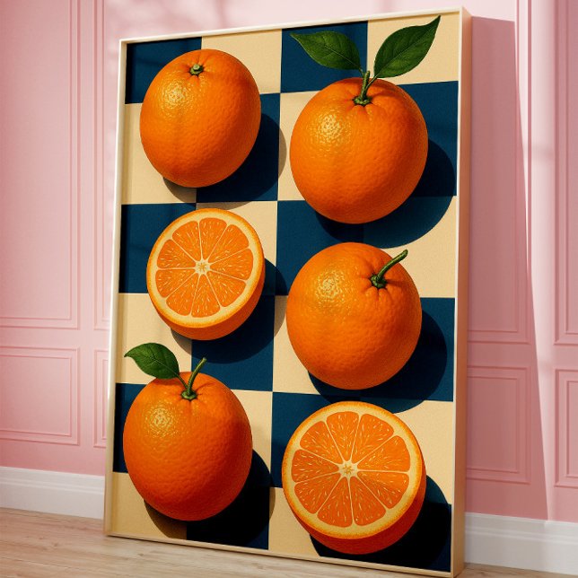 Oranges Wandkunst, Retro-Orangen-Frucht-Kunst Poster (Orange art poster)